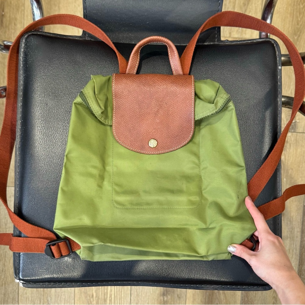 Green Authentic Longchamp Le Pliage Original Small Back Pack